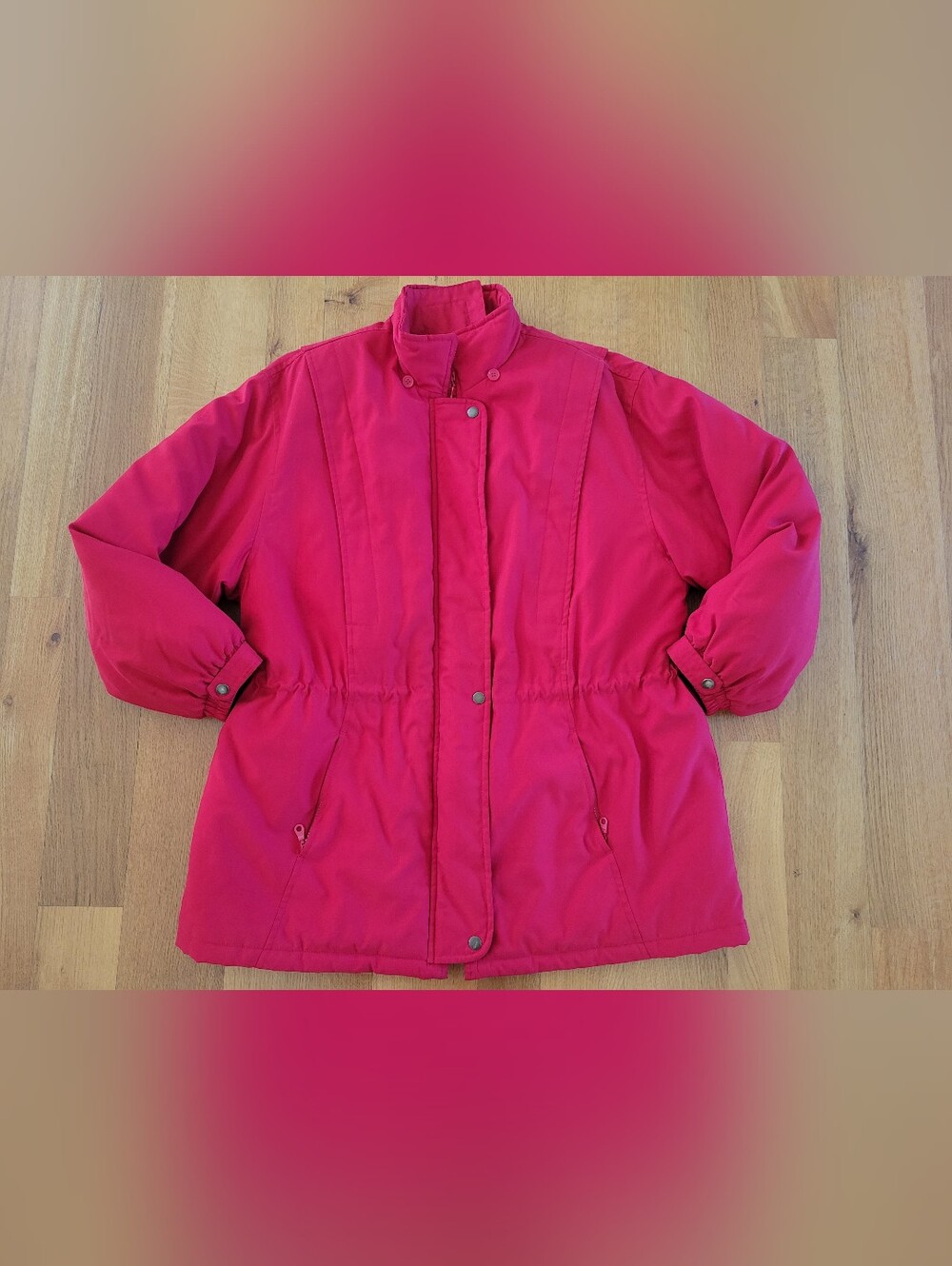 Women's 1x Red Full Zip Jacket with Pockets